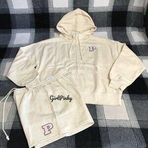 VS PINK shorts OUTFIT IN WHITE SHELL & FULL ZIP LIMITED EDITION ALL SIZES